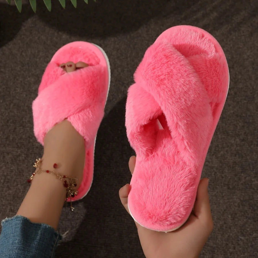 Chaussons Croisés Fourrés Femme