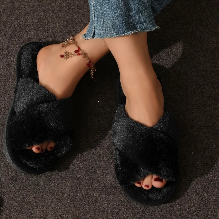 Chaussons Croisés Fourrés Femme