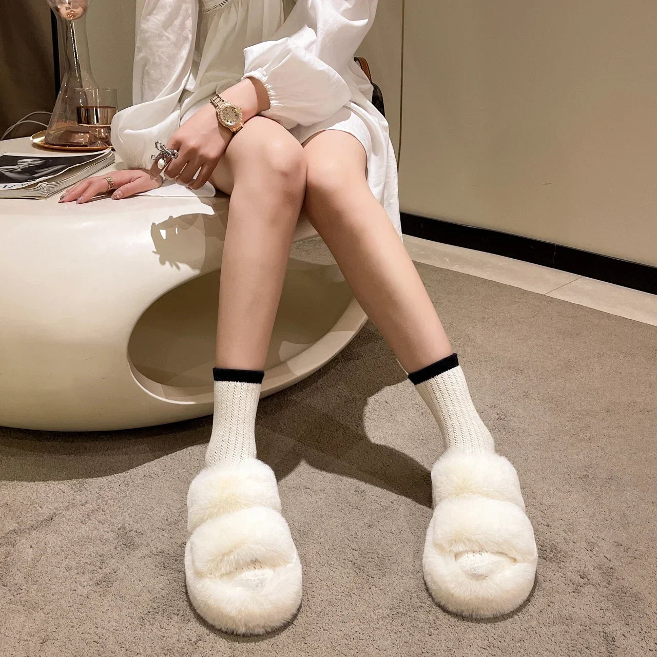 Chaussons Hiver Doux Femme