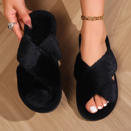 Chaussons Croisés Fourrés Femme