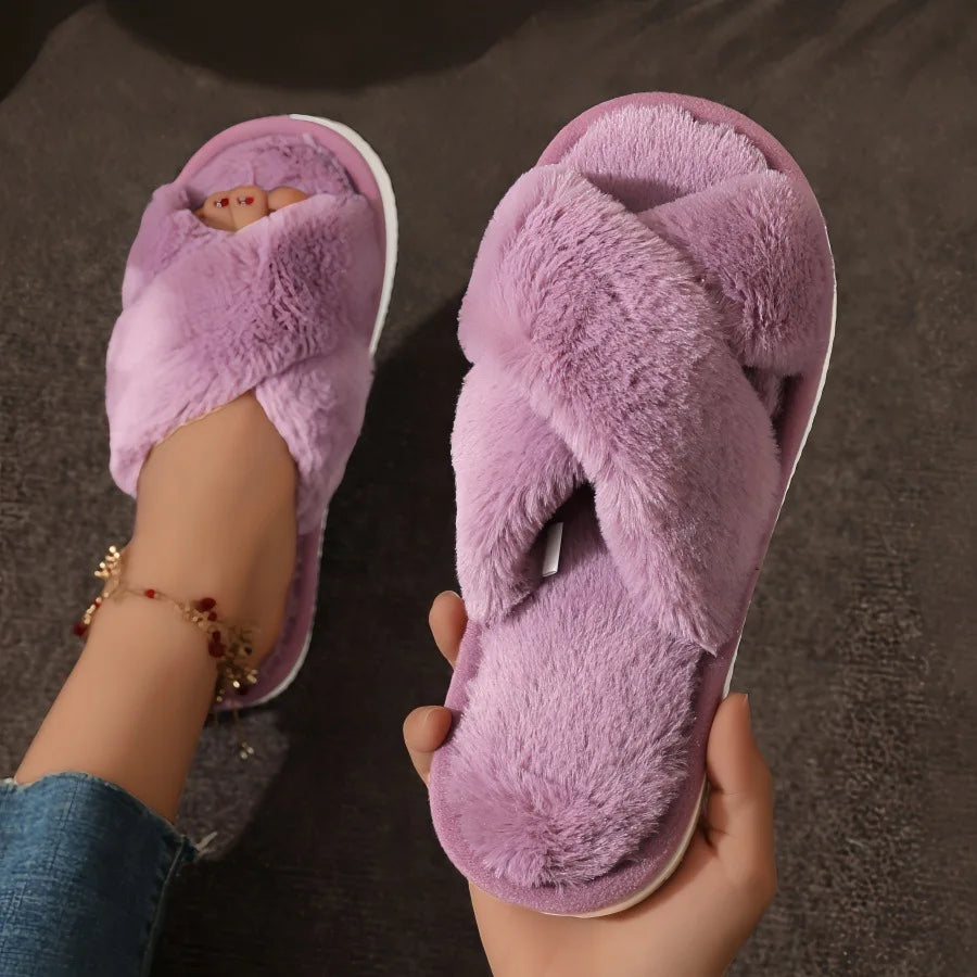 Chaussons Croisés Fourrés Femme
