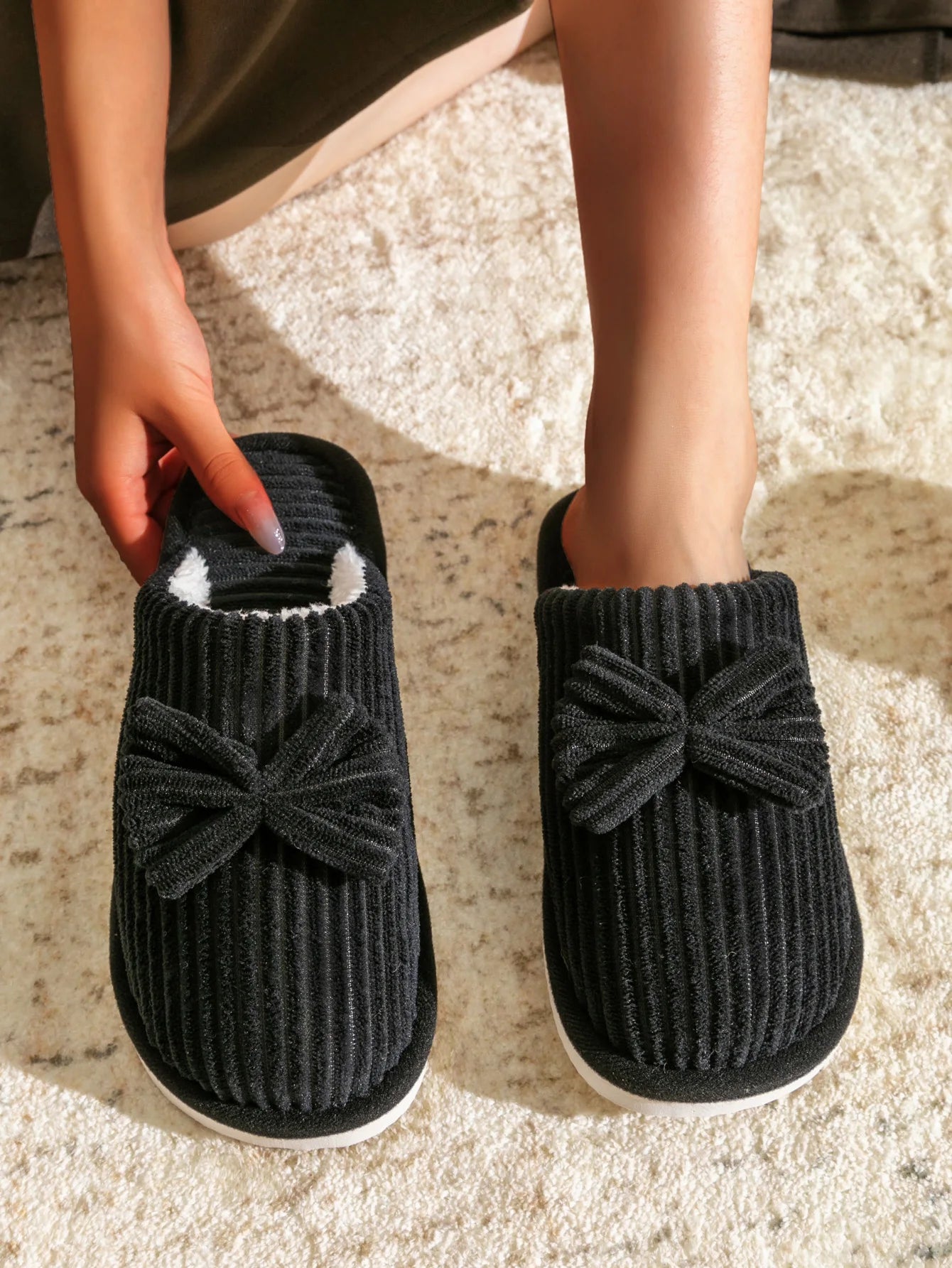 Chaussons Femme Nœud Élégant