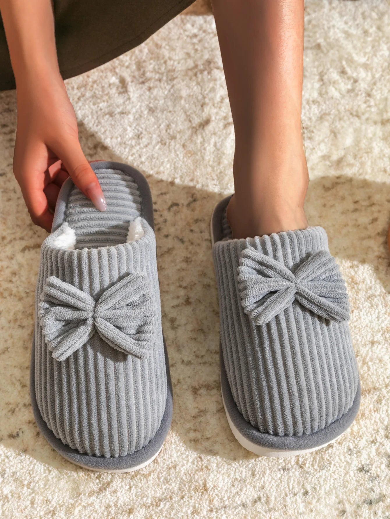 Chaussons Femme Nœud Élégant
