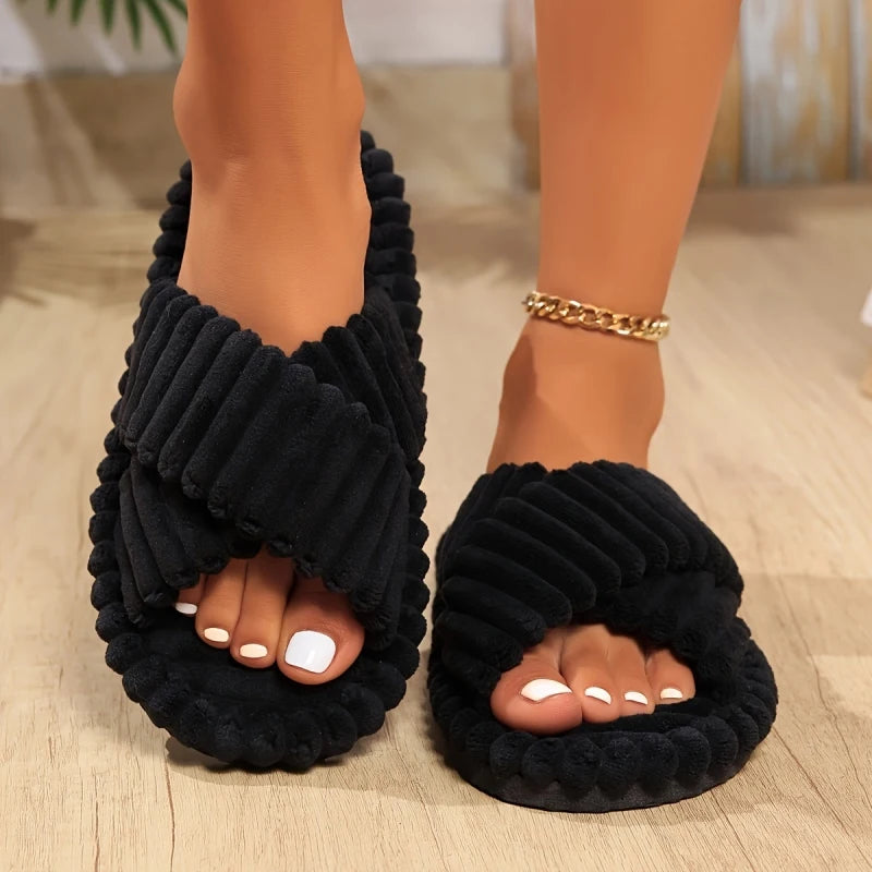 Chaussons Croisés Velours Côtelé